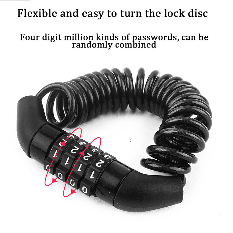 Brava za bicikl Četveroznamenkasti kombinirani kod Sigurnosna lozinka za čelični kabel Biciklistički bicikl Bicikl Brava za kacigu Prijenosni kabel Brava za ruksak