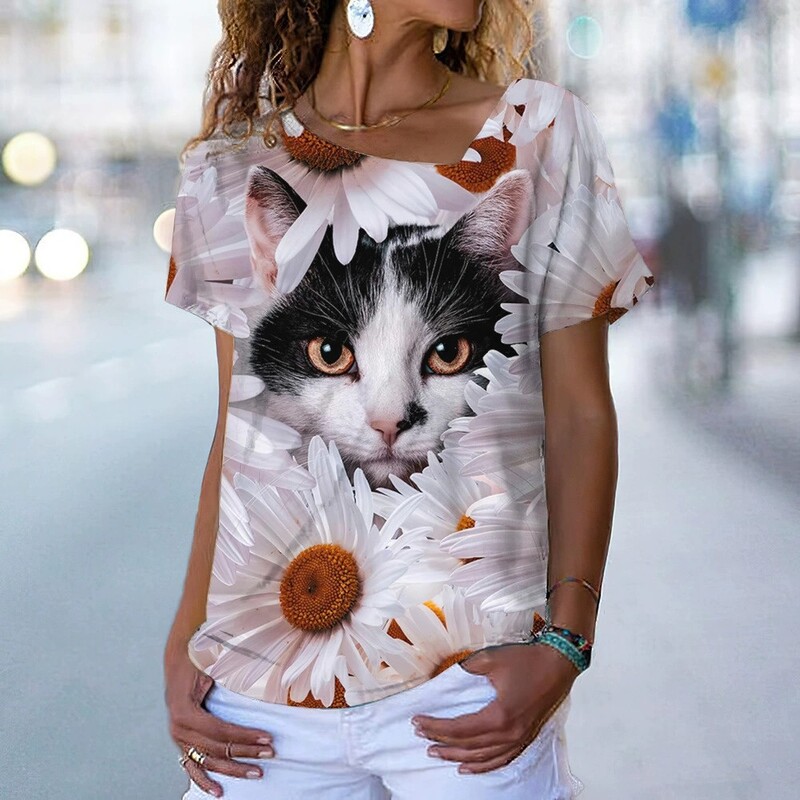 XL prekogranična dostava ženska odjeća s kosim izrezom kratkih rukava 2023 nova ženska ljetna modna odjeća s kosim V izrezom