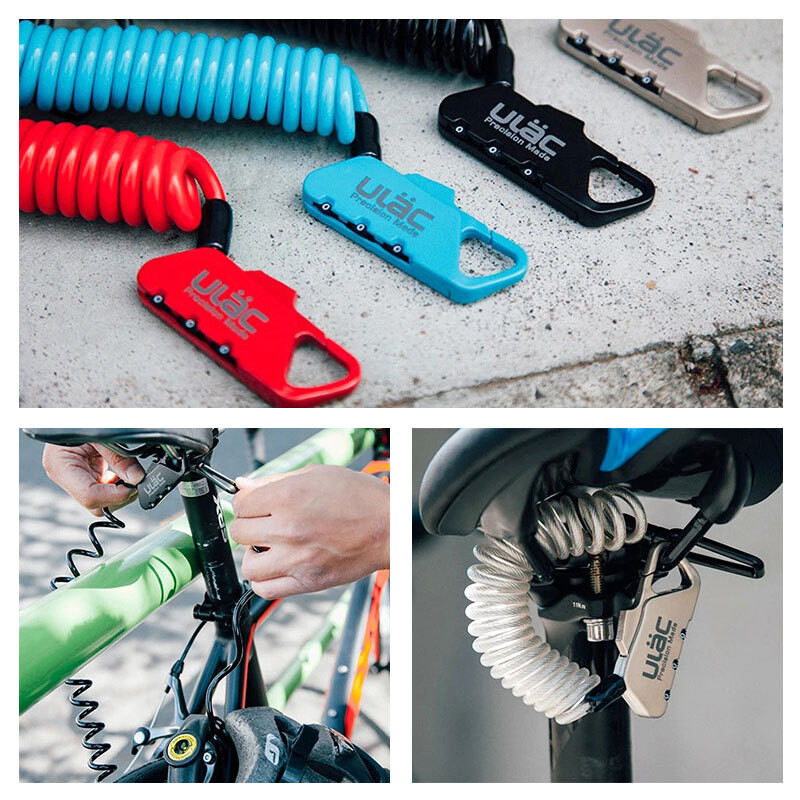 ULAC brava za biciklističku kacigu 1,2 m produljeni spiralni kabel Kombinacija 3 znamenke s mogućnošću resetiranja Lagana prijenosna kombinirana brava za bicikl