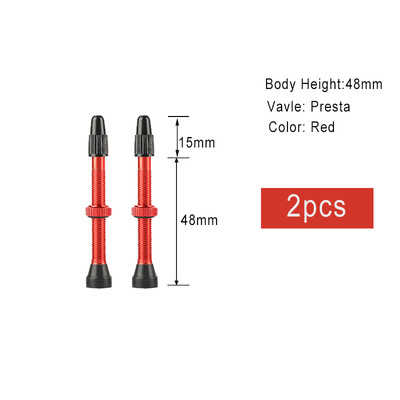2 buc 44/48/60/80mm valvă de aer fără cameră pentru bicicletă Presta, alamă, aluminiu, supape F/V pentru MTB, bicicletă de drum, miez de anvelopă fără cameră, detașabil