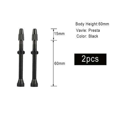 2 buc 44/48/60/80mm valvă de aer fără cameră pentru bicicletă Presta, alamă, aluminiu, supape F/V pentru MTB, bicicletă de drum, miez de anvelopă fără cameră, detașabil