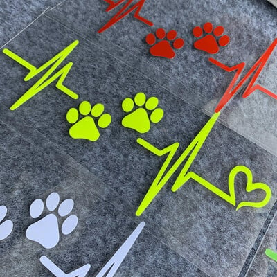 Heartbeat Dog Paw Светлоотразителни мотоциклетни стикери Декор Скутер Moto Body Шлем Декал Аксесоари за Piaggio Vespa Sprint