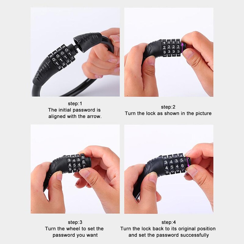 Sigurnosna brava za bicikl Protuprovalna lozinka Sigurnosna kabelska brava Prijenosni kombinirani kodni lokot za Mtb cestovni bicikl Motocikl Sco K8v8
