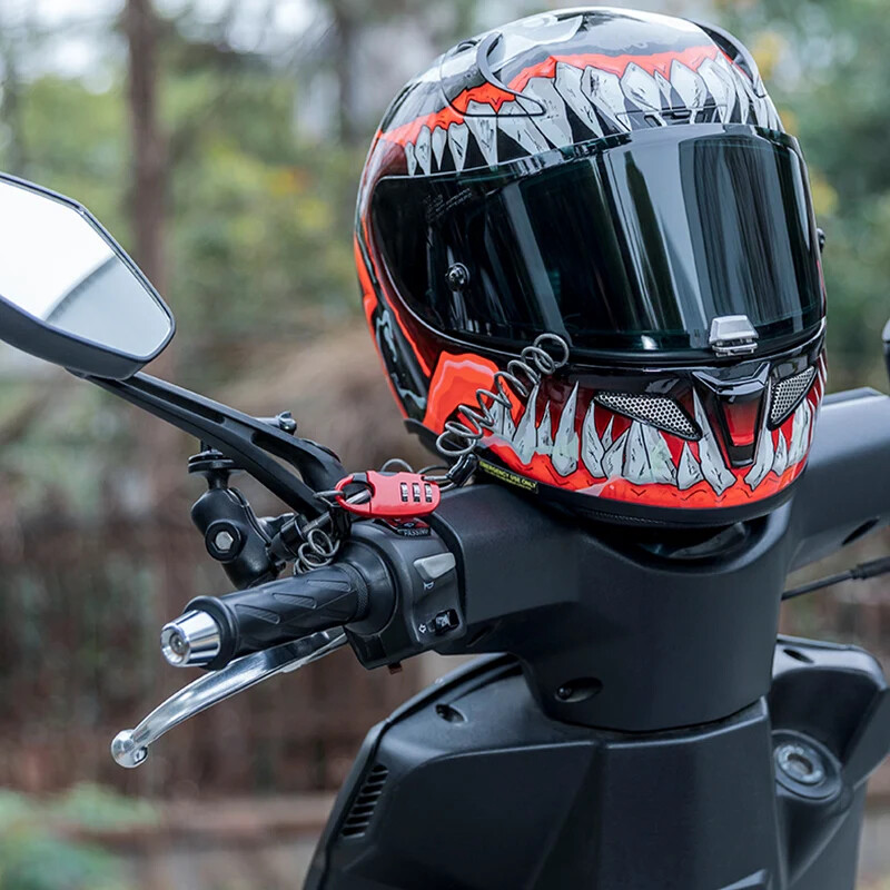 ROCKBROS Brave za kacige Mini brava za bicikle Protuprovalna brava za bicikle Ultralaka fleksibilna brava s lozinkom od 90 cm Brava za biciklističku moto kacigu