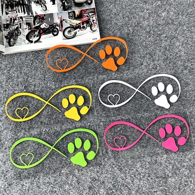 Cat Love Heart Paw Print Светлоотразителни стикери за мотоциклети Moto Scooter Car Body Шлем Fuel Tank Decal Аксесоари за Piaggio