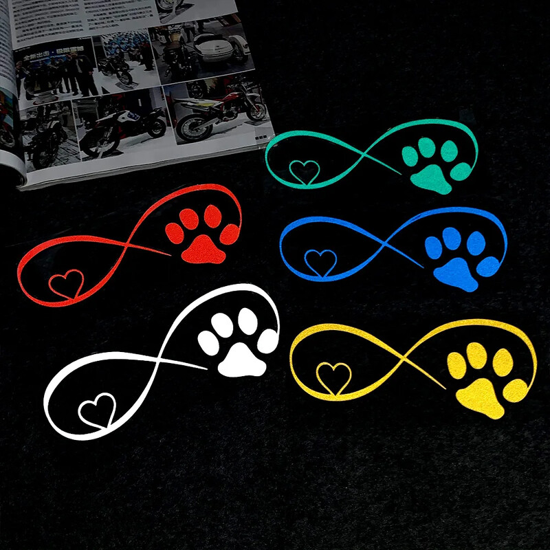 Cat Love Heart Paw Print Reflektirajuće naljepnice za motocikle Moto Scooter Karoserija automobila Kaciga Spremnik goriva Naljepnice Dodatna oprema za Piaggio