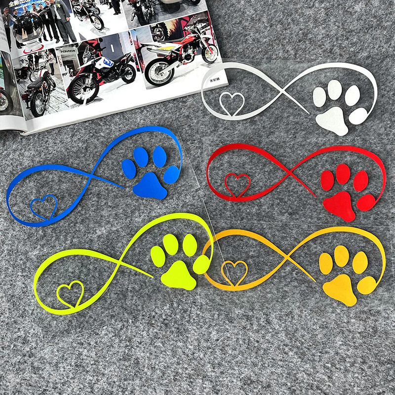 Cat Love Heart Paw Print Reflektirajuće naljepnice za motocikle Moto Scooter Karoserija automobila Kaciga Spremnik goriva Naljepnice Dodatna oprema za Piaggio