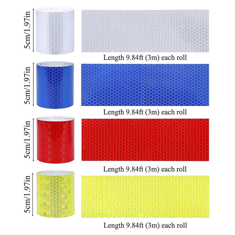 5 см*1 м Светлоотразителна лента за тяло на велосипед Стикер Предупредителна лента за безопасност с висока видимост Водоустойчива за ремаркета Каски Аксесоари за велосипеди