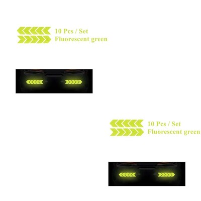 10 vnt Automobilių įspėjimo atspindintis lipdukas dviračio rėmo lipdukas rodyklės dekoravimas fluorescencinės juostos buferio bagažinės dviračių šviečianti apsauga