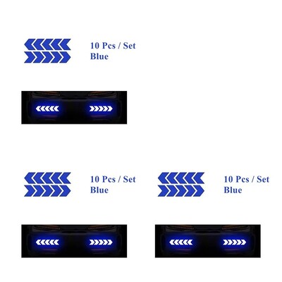10 vnt Automobilių įspėjimo atspindintis lipdukas dviračio rėmo lipdukas rodyklės dekoravimas fluorescencinės juostos buferio bagažinės dviračių šviečianti apsauga