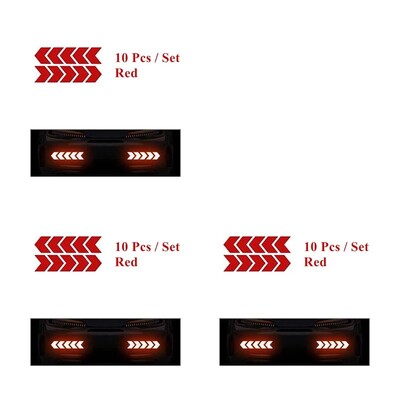 10 vnt Automobilių įspėjimo atspindintis lipdukas dviračio rėmo lipdukas rodyklės dekoravimas fluorescencinės juostos buferio bagažinės dviračių šviečianti apsauga