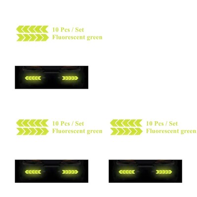 10 vnt Automobilių įspėjimo atspindintis lipdukas dviračio rėmo lipdukas rodyklės dekoravimas fluorescencinės juostos buferio bagažinės dviračių šviečianti apsauga