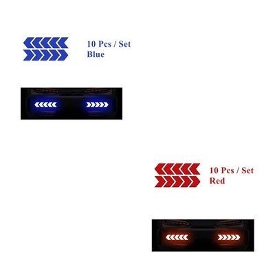 10 vnt Automobilių įspėjimo atspindintis lipdukas dviračio rėmo lipdukas rodyklės dekoravimas fluorescencinės juostos buferio bagažinės dviračių šviečianti apsauga