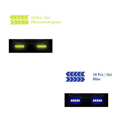 10 vnt Automobilių įspėjimo atspindintis lipdukas dviračio rėmo lipdukas rodyklės dekoravimas fluorescencinės juostos buferio bagažinės dviračių šviečianti apsauga