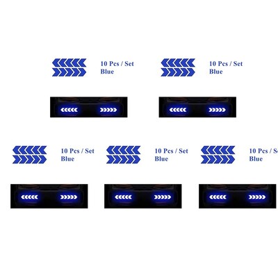 10 vnt Automobilių įspėjimo atspindintis lipdukas dviračio rėmo lipdukas rodyklės dekoravimas fluorescencinės juostos buferio bagažinės dviračių šviečianti apsauga