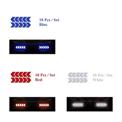 10 vnt Automobilių įspėjimo atspindintis lipdukas dviračio rėmo lipdukas rodyklės dekoravimas fluorescencinės juostos buferio bagažinės dviračių šviečianti apsauga