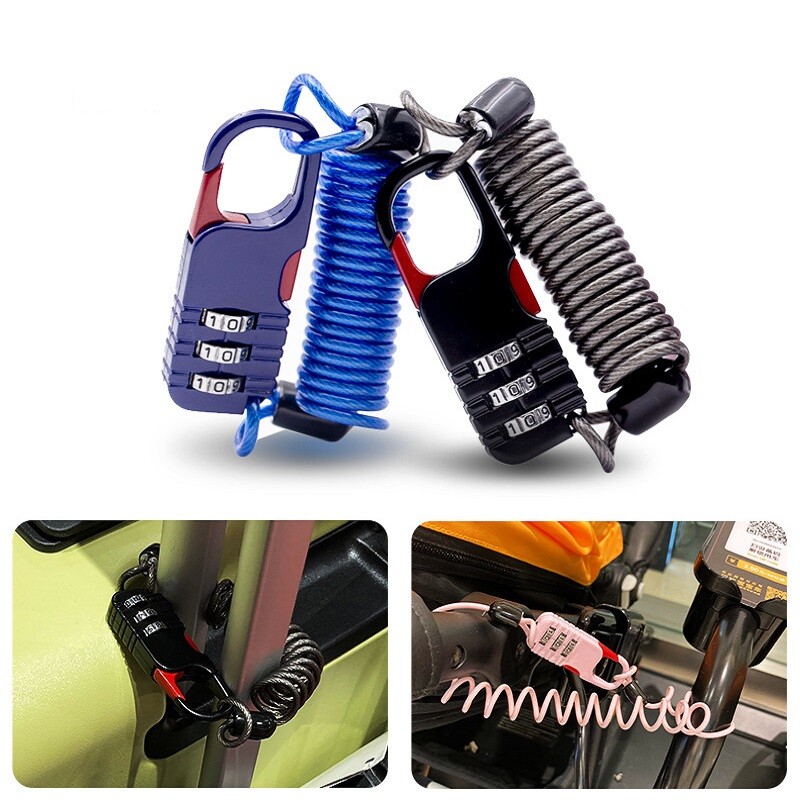 Zaštita od krađe bicikla Motocikl Troznamenkasta lozinka Kombinacija Sigurnosni kabel Žičano uže Brava za kacigu 60 * 22 mm Sigurnosna brava za uže
