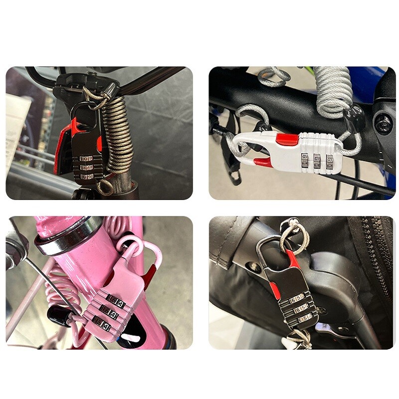 Zaštita od krađe bicikla Motocikl Troznamenkasta lozinka Kombinacija Sigurnosni kabel Žičano uže Brava za kacigu 60 * 22 mm Sigurnosna brava za uže