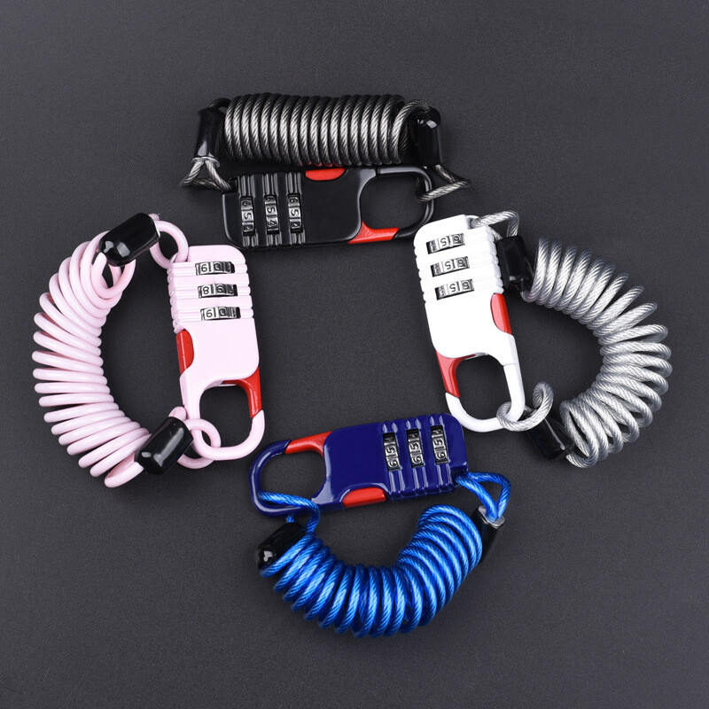 Zaštita od krađe bicikla Motocikl Troznamenkasta lozinka Kombinacija Sigurnosni kabel Žičano uže Brava za kacigu 60 * 22 mm Sigurnosna brava za uže