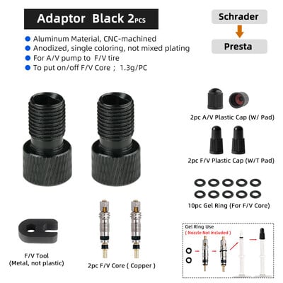 Alat za uklanjanje jezgre Presta ventila za bicikl, adapter F/V ventila za Schrader pumpu, 2 u 1 pretvarač mlaznica od anodiziranog aluminija