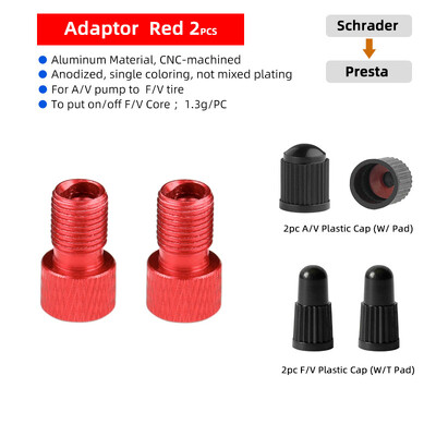Alat za uklanjanje jezgre Presta ventila za bicikl, adapter F/V ventila za Schrader pumpu, 2 u 1 pretvarač mlaznica od anodiziranog aluminija