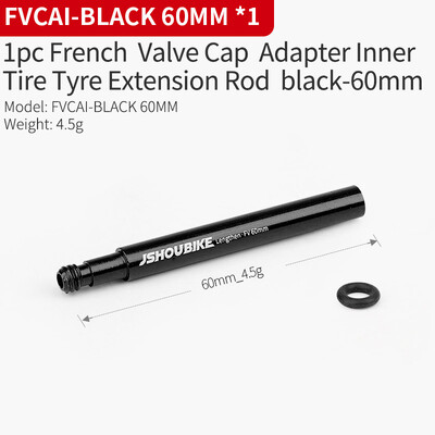 JSHOU BIKE Extensoare de supapă franceză Capace Adaptor de bază RED și NEGRU Tijă din aliaj 40 60 80 100 120 mm cu capac și unealtă din aliaj