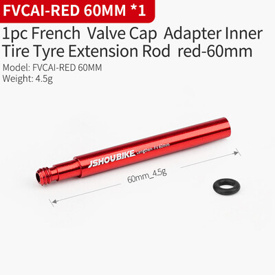 JSHOU BIKE Extensoare de supapă franceză Capace Adaptor de bază RED și NEGRU Tijă din aliaj 40 60 80 100 120 mm cu capac și unealtă din aliaj