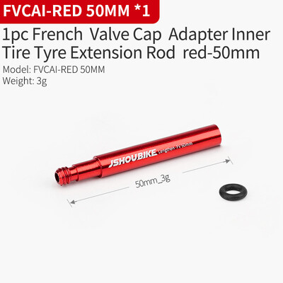 JSHOU BIKE Extensoare de supapă franceză Capace Adaptor de bază RED și NEGRU Tijă din aliaj 40 60 80 100 120 mm cu capac și unealtă din aliaj