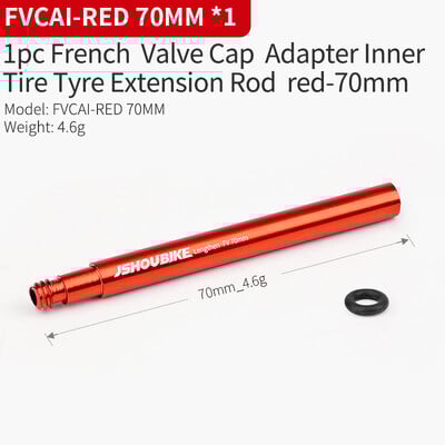 JSHOU BIKE Extensoare de supapă franceză Capace Adaptor de bază RED și NEGRU Tijă din aliaj 40 60 80 100 120 mm cu capac și unealtă din aliaj