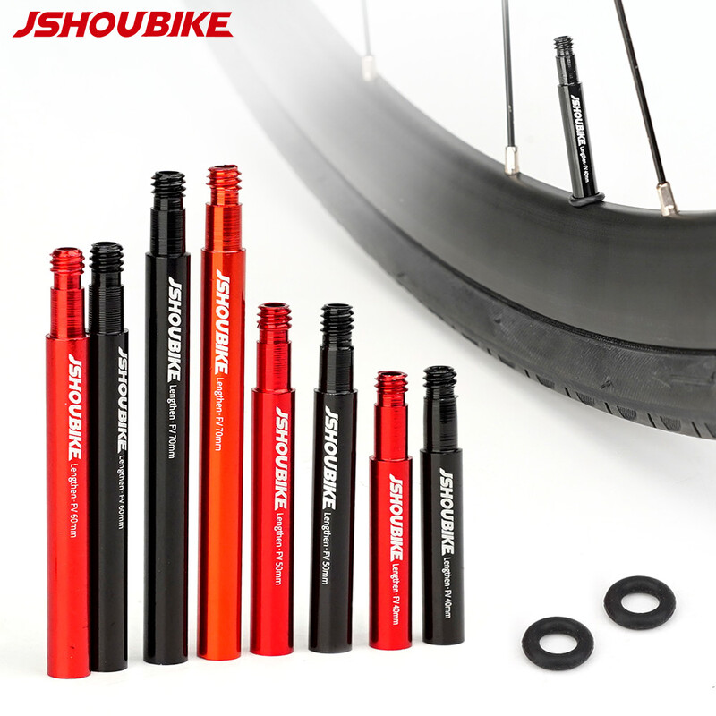 JSHOU BIKE Extensoare de supapă franceză Capace Adaptor de bază RED și NEGRU Tijă din aliaj 40 60 80 100 120 mm cu capac și unealtă din aliaj