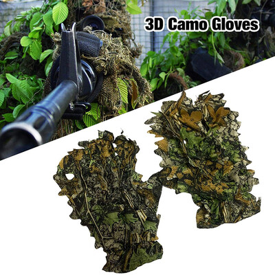 1 par 3D rukavica za lov u džungli Kamuflažno odijelo Rukavice Bionic Leafy Kamuflažna pokrivala za glavu za fotografiranje divljih životinja u džungli Camo