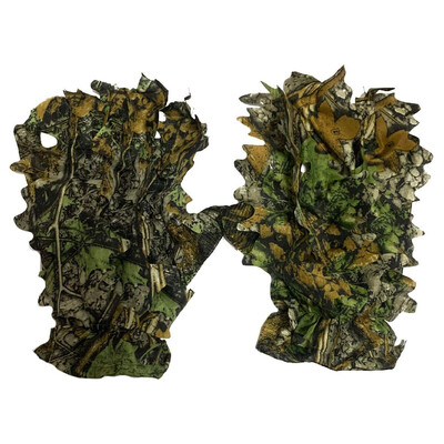 1 par 3D rukavica za lov u džungli Kamuflažno odijelo Rukavice Bionic Leafy Kamuflažna pokrivala za glavu za fotografiranje divljih životinja u džungli Camo