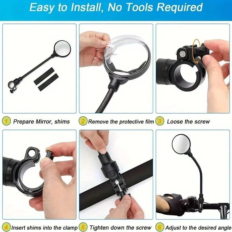 Retrovizor na upravljaču bicikla Okretni za 360 za brdski cestovni bicikl Motocikl Savitljivo crijevo Podesivo retrovizor