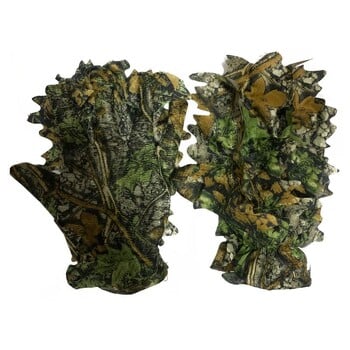 Hunting Ghillie Gloves 3D Bionic Leafy Camouflage HeadwearCamouflage Suit Gloves For Jungle Wildlife Photography Turkey Camo