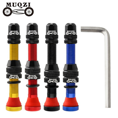 MUQZI 2PCS 60mm Schrader Valve MTB Road Bike A/V Tubeless Rim Valve CNC Wheel Valve for Tubeless Tire Cycling Accessories