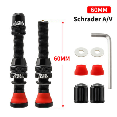 MUQZI 2PCS 60 mm Schrader ventil MTB cestovni bicikl A/V ventil s obručima bez zračnica CNC ventil za kotače za gume bez zračnica Dodaci za biciklizam