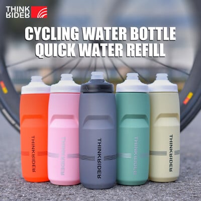 ThinkRider Bicycle Bottle MTB шосеен велосипед Бутилка за вода Спорт на открито Пластмасова преносима Бутилка за вода с голям капацитет Напитка Колоездене