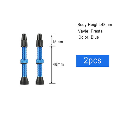2 komada Bicikla Bicikl Tubeless Presta ventili Drške aluminijske legure 40 mm 44 mm 48 mm 60 mm 80 mm s alatom za uklanjanje jezgre ventila
