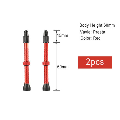 2 komada Bicikla Bicikl Tubeless Presta ventili Drške aluminijske legure 40 mm 44 mm 48 mm 60 mm 80 mm s alatom za uklanjanje jezgre ventila