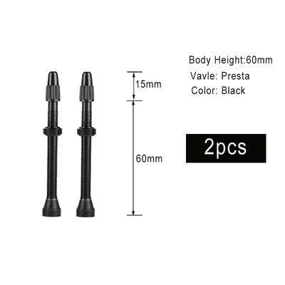 2 komada Bicikla Bicikl Tubeless Presta ventili Drške aluminijske legure 40 mm 44 mm 48 mm 60 mm 80 mm s alatom za uklanjanje jezgre ventila