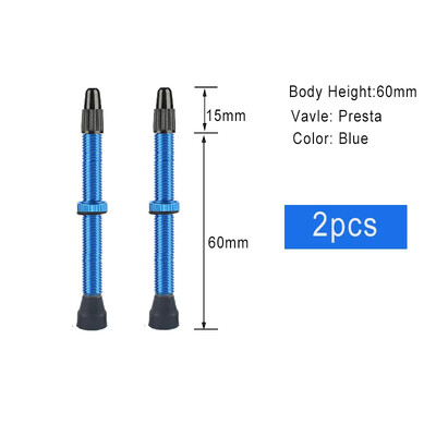 2 komada Bicikla Bicikl Tubeless Presta ventili Drške aluminijske legure 40 mm 44 mm 48 mm 60 mm 80 mm s alatom za uklanjanje jezgre ventila