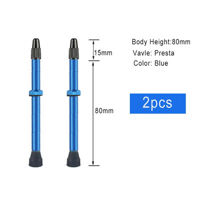2 komada Bicikla Bicikl Tubeless Presta ventili Drške aluminijske legure 40 mm 44 mm 48 mm 60 mm 80 mm s alatom za uklanjanje jezgre ventila