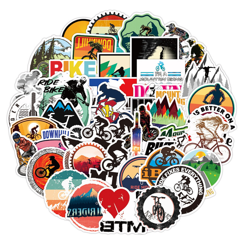 50 GAB kalnu velosipēdu uzlīmes Ūdensizturīgas āra MTB velosipēdu uzlīmes, kas piemērotas DIY klēpjdatora datora telefonam, skrituļdēlis, bagāžas Pegatinas