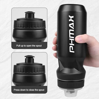 PHMAX 610 ml Велосипедна бутилка за вода MTB шосеен велосипед Бутилка за вода Спорт на открито Пластмасова преносима напитка с голям капацитет Колоездене