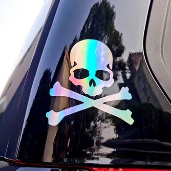 Skull Bike Reflective Sticker Φθορίζοντα αυτοκόλλητα ποδηλάτου Night Cycling Road MTB Fixed Gear Skeleton Decals Αξεσουάρ ποδηλάτου