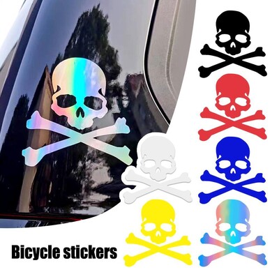 Skull Bike Fényvisszaverő matrica Fluoreszkáló Kerékpár Matricák Éjszakai Kerékpáros Országúti MTB Fix Gear Csontváz Matricák Kerékpár kiegészítők