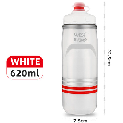 WEST BIKING Biciklistička boca za vodu Termalna silikonska boca izolirana za hladnu vodu Fitnes vanjski bicikl Prijenosni kuhalo za vodu 620 ml