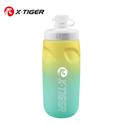 X-TIGER 620ML Riteņbraukšanas ūdens pudeles gradienta krāsainā šosejas velosipēda dzēriena kauss īpaši viegls, saspiežams, necaurlaidīgs sporta pudeļu velosipēds