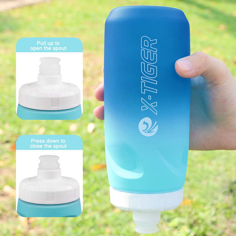 X-TIGER 620ML Riteņbraukšanas ūdens pudeles gradienta krāsainā šosejas velosipēda dzēriena kauss īpaši viegls, saspiežams, necaurlaidīgs sporta pudeļu velosipēds