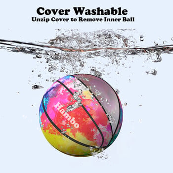 Silent Foam Basketball 4.0 with Washable Cover Size 7(29,5\'\') Airless Basketball Quiedly Dribbing No Noise Anti Dust Ball Beach